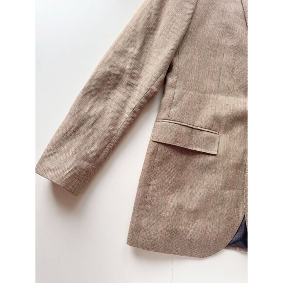 Men's CLUB MONACO Grant Fit Brown Wool Linen Blend Sport Coat Blazer, Size 42L - Picture 6 of 16